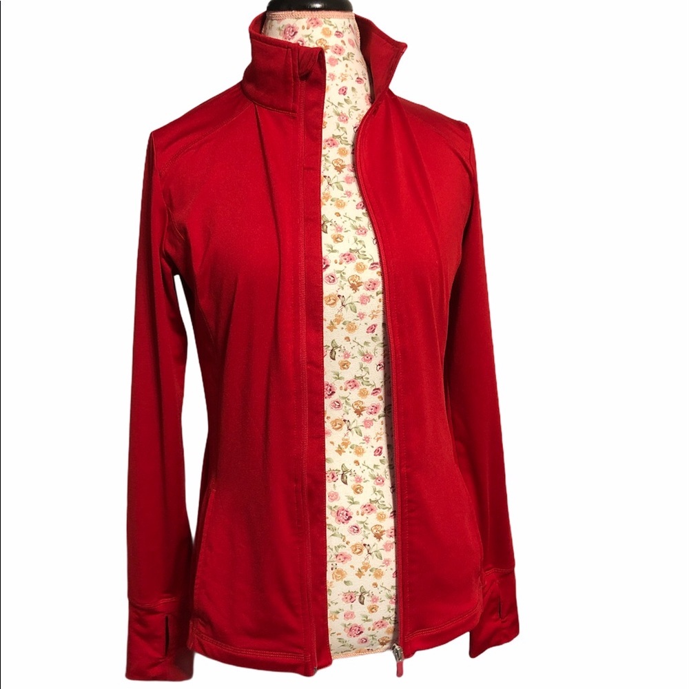 Danskin Now women red zip up jacket Sz S/CH (4-6)